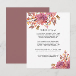 Autumn Dream Elegant Wedding GUEST DETAILS Invitation