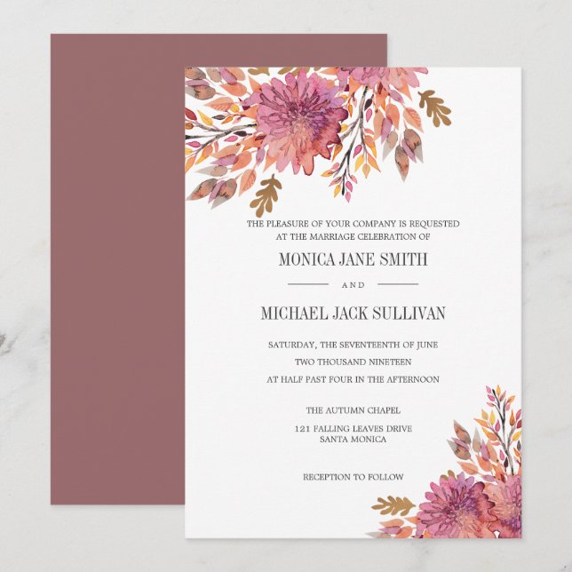 Autumn Dream | Elegant Wedding Invitation (Front/Back)