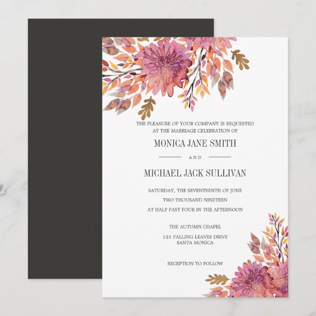 Autumn Dream | Elegant Wedding Invitation (Front/Back)