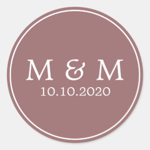 Autumn Dream Wedding Classic Monogram Round Sticker