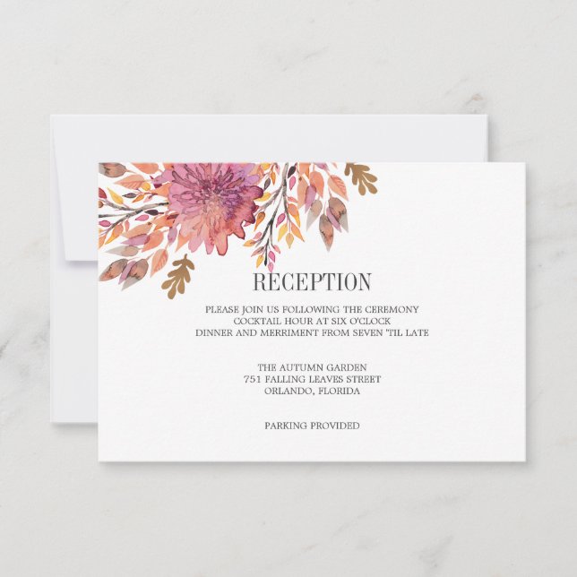 Autumn Dream | Wedding enclosure RECEPTION Invitation (Front)