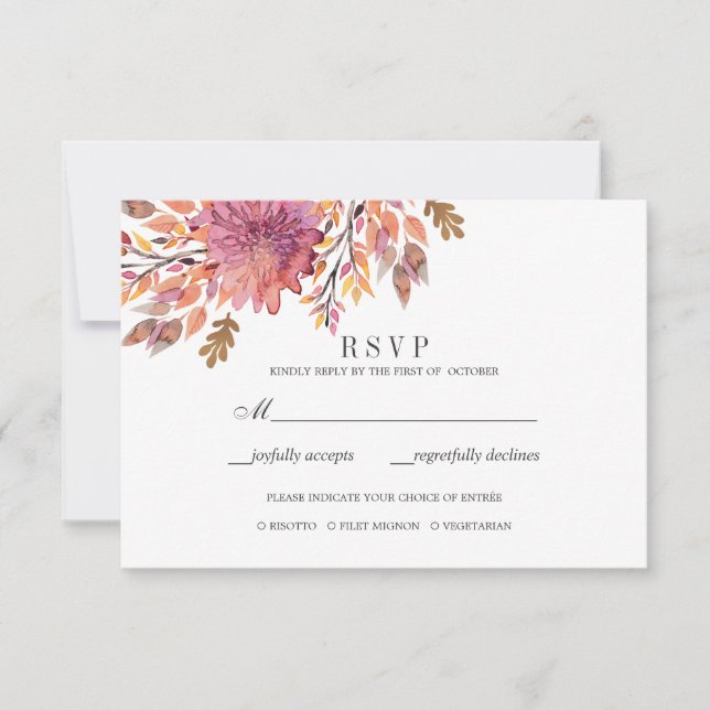 Autumn Dream | Wedding RSVP meal selection (Front)