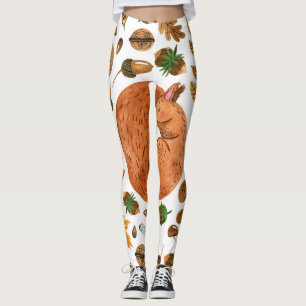 Autumn Dreams: Watercolor Squirrel Haven Leggings