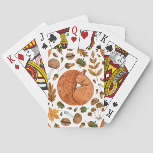 Autumn Dreams: Watercolor Squirrel Haven Playing Cards