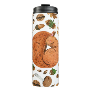 Autumn Dreams: Watercolor Squirrel Haven Thermal Tumbler