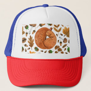 Autumn Dreams: Watercolor Squirrel Haven Trucker Hat