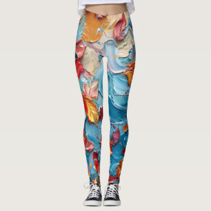 Autumn Drift – Abstract Falling Leaves Art Leggings