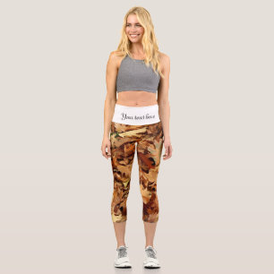 autumn, dry leaves capri leggings