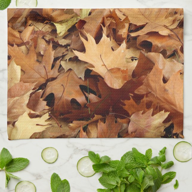 autumn, dry leaves tea towel (Folded)