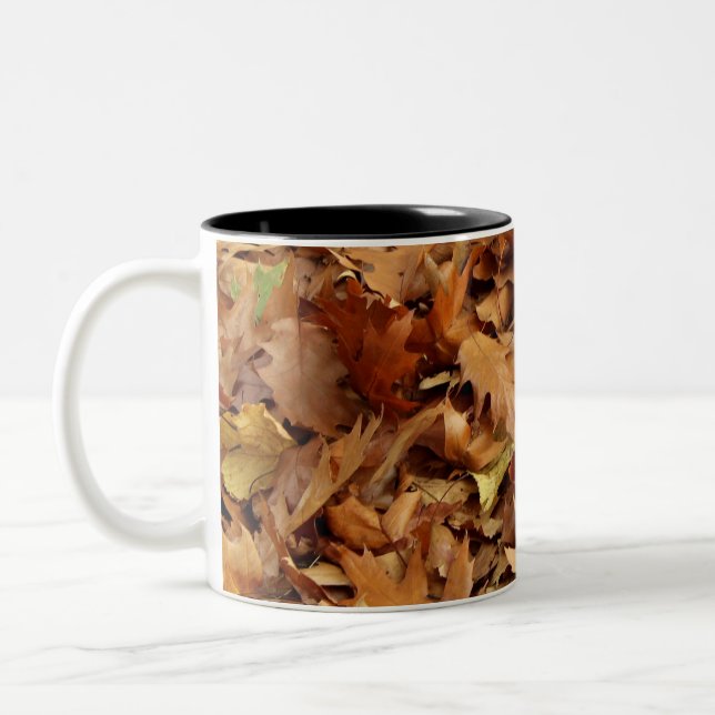 autumn, dry leaves Two-Tone coffee mug (Left)