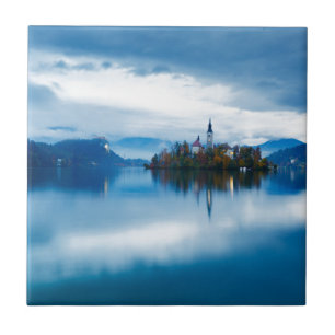 Autumn dusk at Lake Bled Ceramic Tile