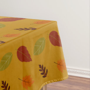 Autumn Earth-Tone Colours Fall Leaves Pattern Tablecloth