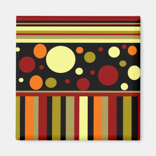 Autumn Earth Tones Stripes Polka Dots Pattern Magnet
