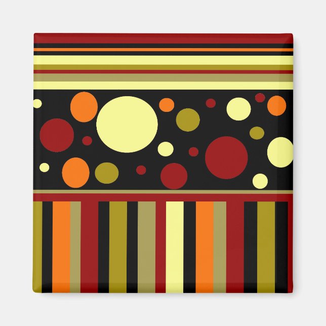 Autumn Earth Tones Stripes Polka Dots Pattern Magnet (Front)