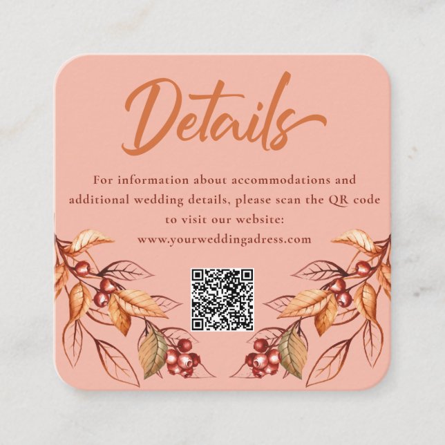 Autumn Earth tonne Terracotta Wedding Enclosure Ca Card (Front)