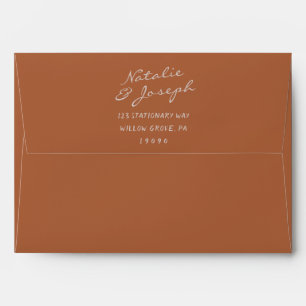 Autumn Earthy Hand Written Whimsical Retro Wedding Envelope