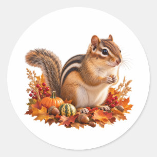 Autumn Eastern Chipmunk Thanksgiving Harvest Classic Round Sticker