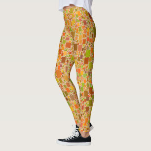 Autumn Echo Tiled Geometric Abstract Artwork  Leggings