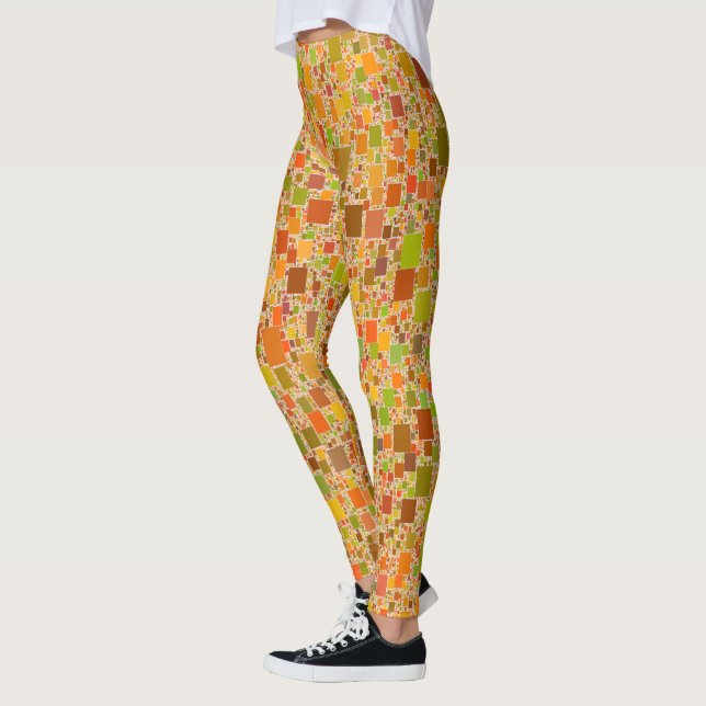 Autumn Echo Tiled Geometric Abstract Artwork  Leggings (Left)