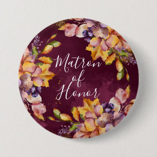 Autumn Elegance  Matron of Honour 7.5 Cm Round Badge