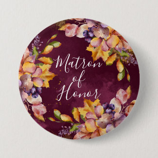 Autumn Elegance Matron of Honour 7.5 Cm Round Badge