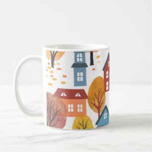Autumn Elegance: Watercolor City and Trees Coffee Mug