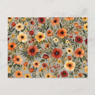 Autumn Elegance Watercolor Floral in Warm Fall Postcard