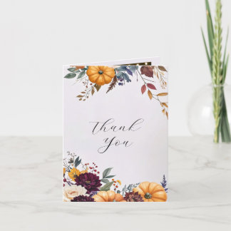 Autumn Elegance Wedding Folded Thank You Card