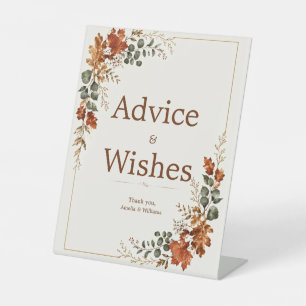 Autumn Elegant Fall Rustic Luxury Advice & Wishes Pedestal Sign
