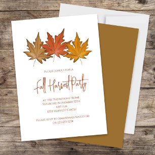 Autumn Elegant Foliage Fall Leaves Minimalist Invitation