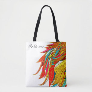 Autumn elegant leaves modern fall colorful feather tote bag
