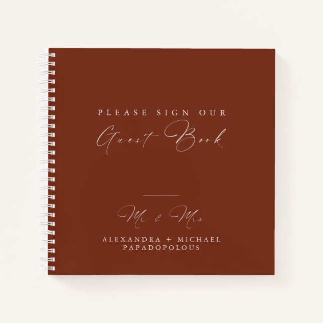 Autumn Elegant Minimal Wedding Guest Book (Front)