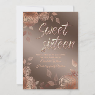 Autumn elegant modern roses sweet sixteen invitation