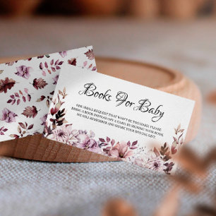 Autumn Elegant Purple Flowers Books For Baby Enclosure Card