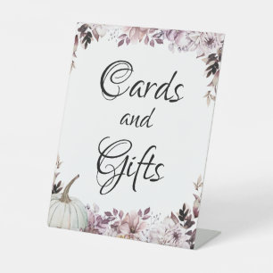 Autumn Elegant Purple Flowers Foliage Pedestal Sign