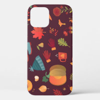 Autumn elements, dark background, vintage