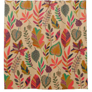 Autumn Elements: Vibrant Vintage Pattern Shower Curtain