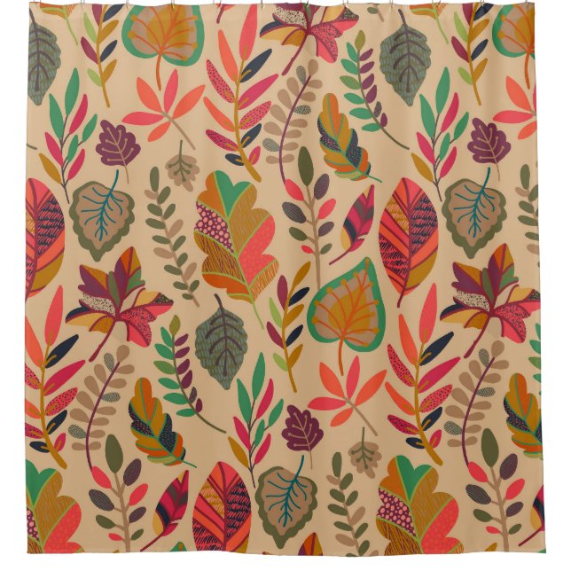 Autumn Elements: Vibrant Vintage Pattern Shower Curtain (Front)