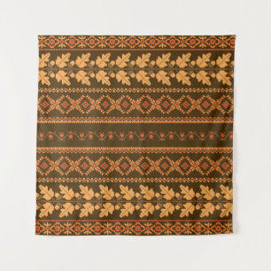 Autumn embroidered cross-stich retro striped backg tapestry