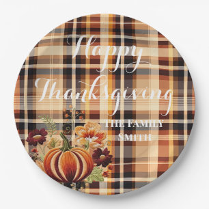 Autumn Embroidered Pumpkin & Floral Paper Plate
