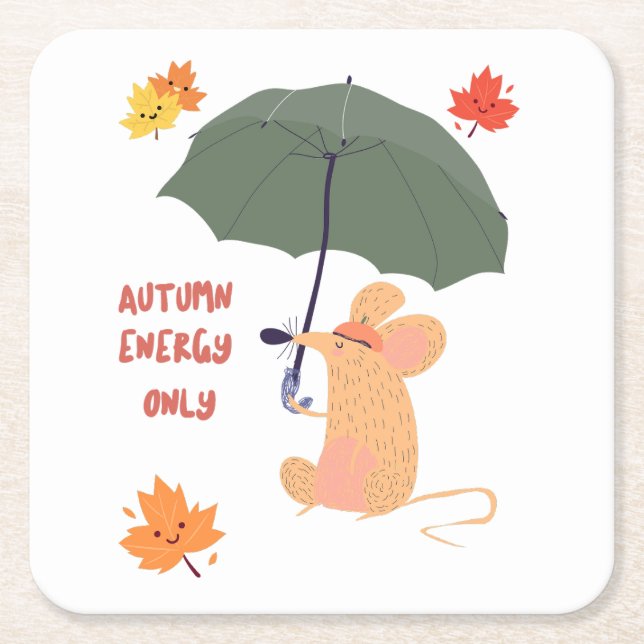 Autumn Energy Only Square Paper Coaster (Front)