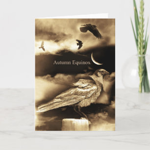 Autumn Equinox With Ravens and Moon Card