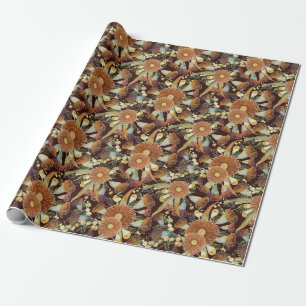 Autumn Eucalyptus And Wattle Pattern Wrapping Paper