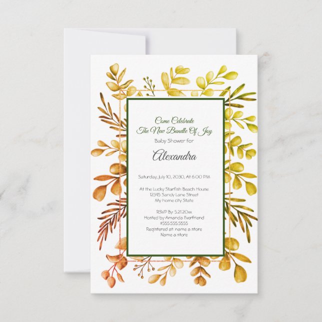 Autumn Eucalyptus Greenery Baby Shower invitation (Front)
