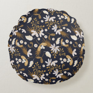 Autumn Evening Bloom Round Cushion