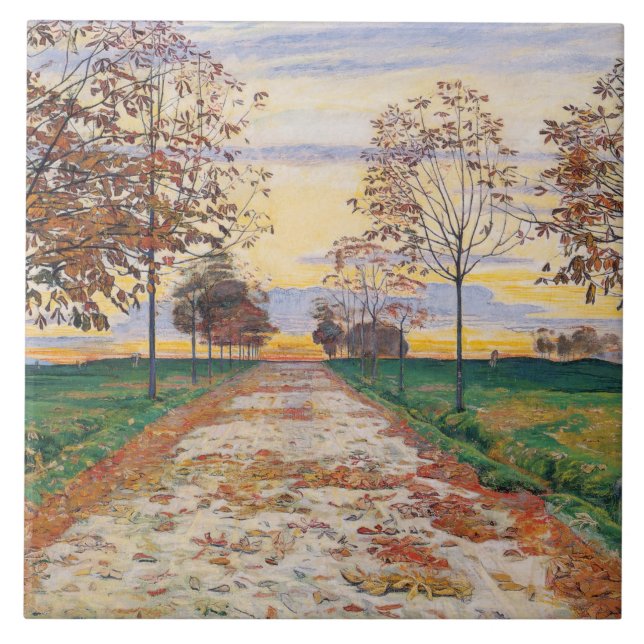 Autumn Evening (by Ferdinand Hodler) Ceramic Tile (Front)
