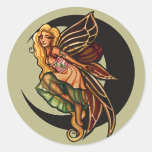 Autumn Faerie Classic Round Sticker