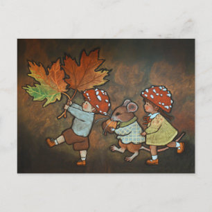 Autumn fairies postcard