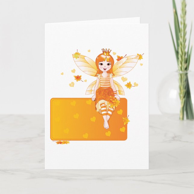 Autumn Fairy Princess with Orange Leaves and Crown Card (Creator Uploaded)