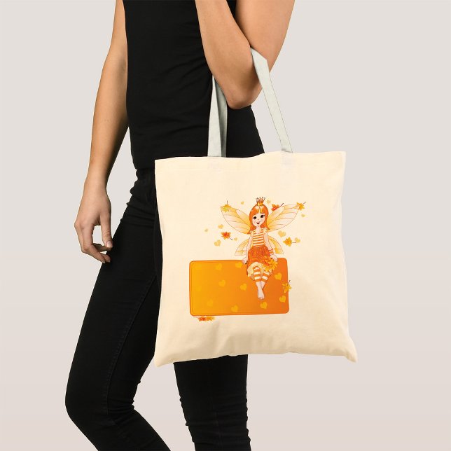 Autumn Fairy Princess with Orange Leaves and Crown Tote Bag (Creator Uploaded)